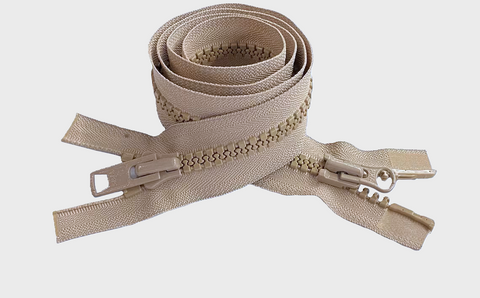 YKK Size 10 Molded Plastic Vislon Two Way Open Ended 48 inch (122cms) Zip - Beige #572