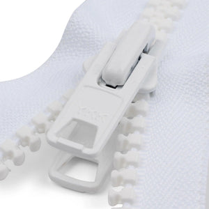 YKK Size 10 Molded Plastic Vislon Double Pull Open Ended 60 inch (152cms) Zip - White