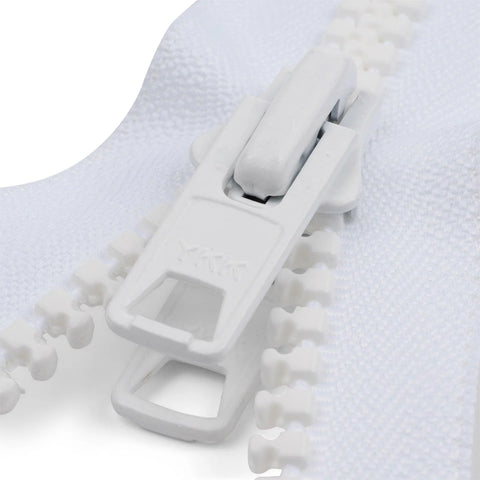 YKK Size 10 Molded Plastic Vislon Double Pull Open Ended 60 inch (152cms) Zip - White