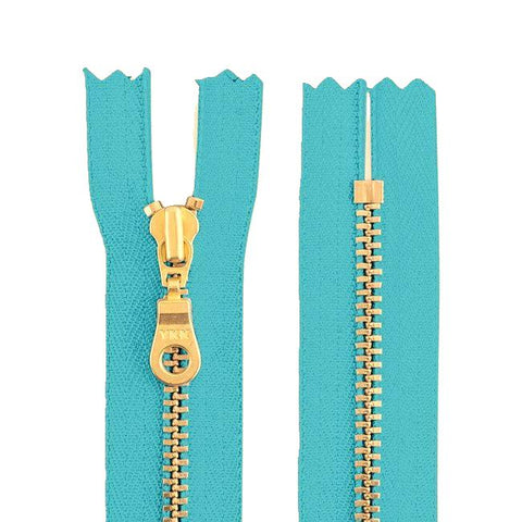 YKK 18 inches Size 4.5 Brass Metal Donut Pull Closed End Zip - Ocean #905