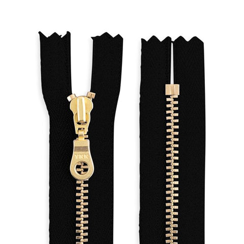 YKK 18 inches Size 4.5 Brass Metal Donut Pull Closed End Zip - Black #580