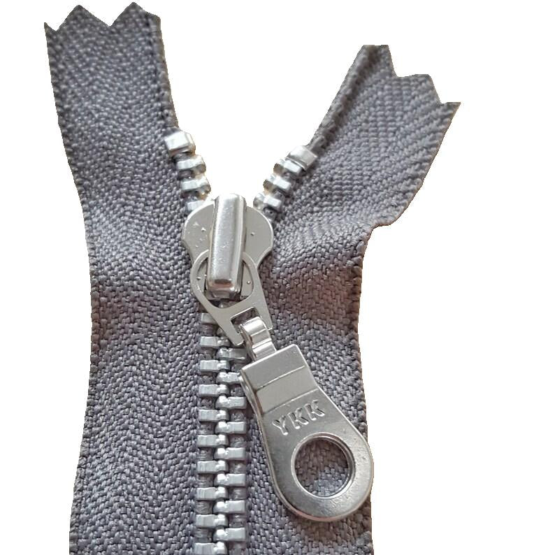 YKK 18 inches Size 4.5 Nickel Metal Donut Pull Closed End Zip - Gun Metal Grey #860