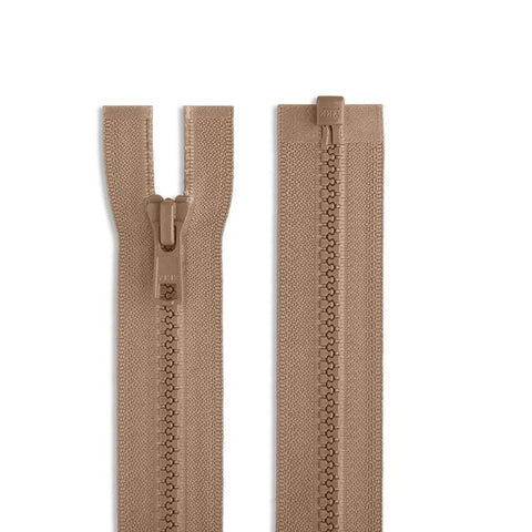 YKK Size 5 Open Ended Molded Plastic 20 inch (51cms) Jacket Zip - Camel #007