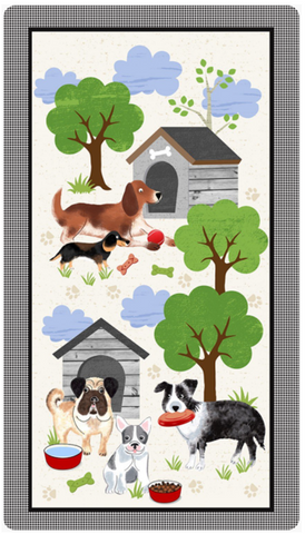 A Dog's Life : Faded Dog House Panel - 24 Inches (Five Dogs) - C7748