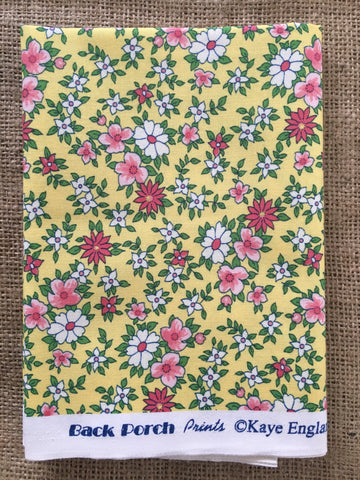 Back Porch 30's Reproduction Flowers on Yellow by Kaye England for Wilmington Prints - $6.00 Half Yard Cut