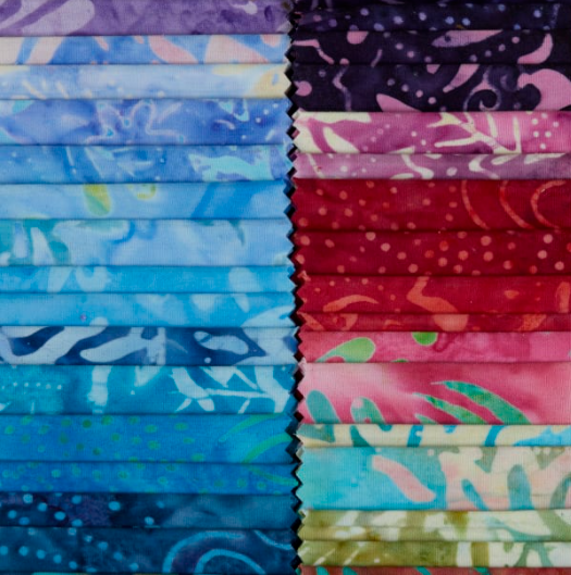 Bali Blooms 40 x 2 1/2" Strips - Triple Dyed Batiks