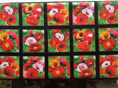Poppies Blocks Panel  from Elizabeth Studios