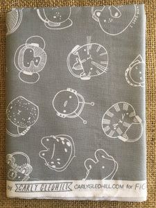 Band Practice by Carly Gledhill for Figo Fabrics - Grey Background - $5.00 Half Yard Cut