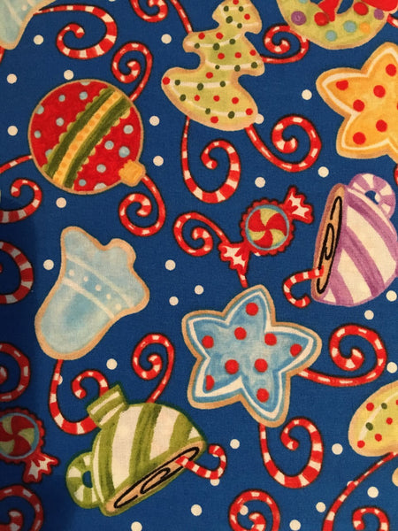 Jolly Holiday 2 Christmas Wreaths & Stars on Royal Blue by Jennifer Heynen 2JHI - Half Metre Lengths
