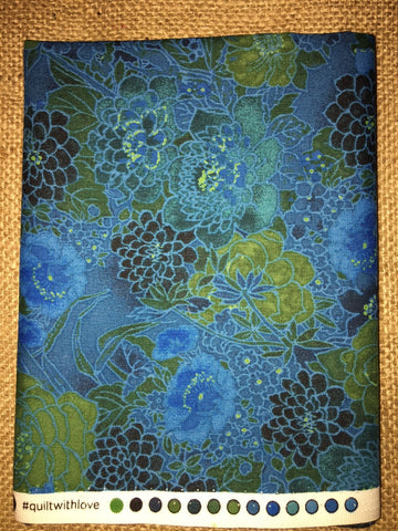 Miyako 3209-4 Teal Blue Floral by Jinny Beyer - $7.00 Half Yard Cut