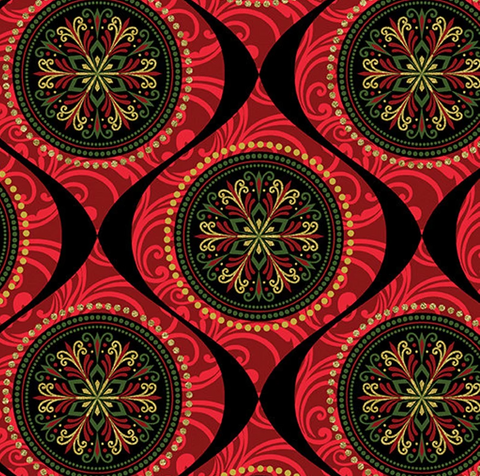 Joyful Collection Medallions with Metallic Highlights by Kanvas Studio - Half Metre Lengths