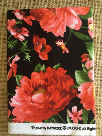 Prose by Maywood Studio - Red & Pink Flowers on Black - $5.00 Half Yard Cut