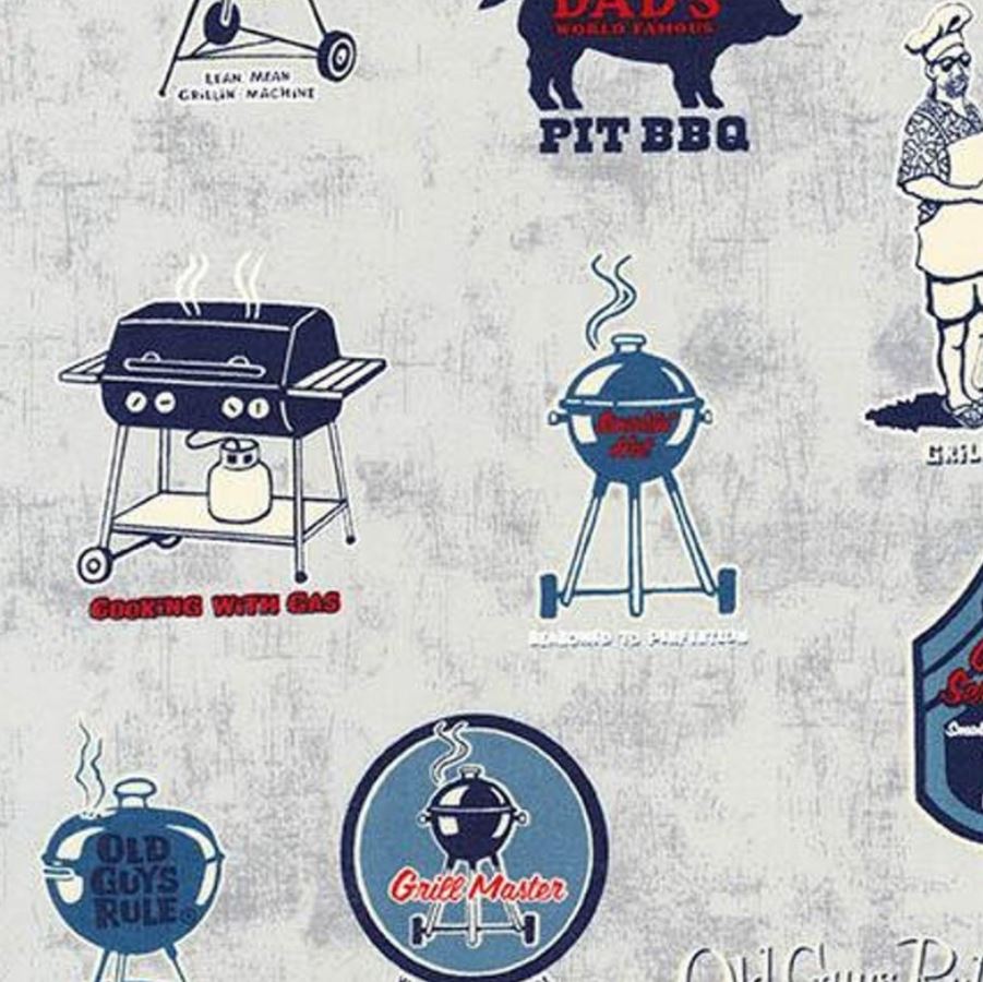 Old Guys Rule BBQ Sayings Grey - Half Metre Lengths