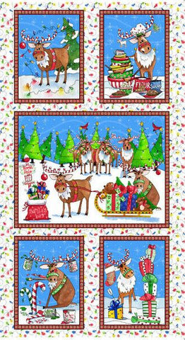 Reindeer Antics Novelty Christmas Panel - 1649-27215