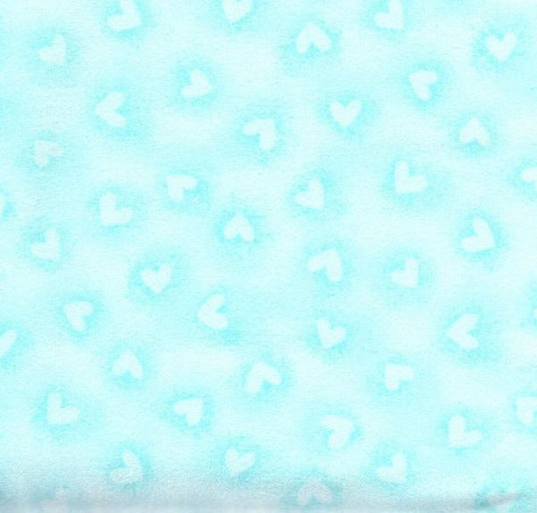 Baby Bunting Aqua Hearts Flannel - Half Metre Lengths