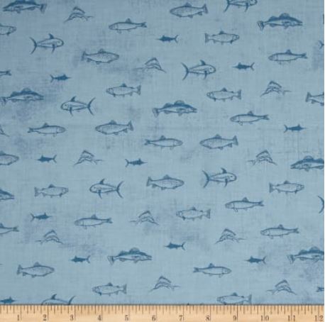Old Guys Rule Denim Fish - Half Metre Lengths