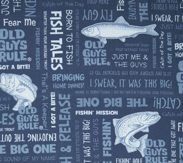 Old Guys Rule Fishing Sayings Blue - Half Metre Lengths