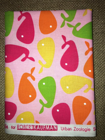 Urban Zoologie #10347 Whales on Pink Background by Ann Kelle for Robert Kaufman - $5.00 Half Yard Cut