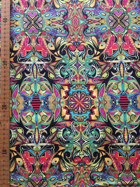 More is More Rabbit Hole Green / Red by Paula Nadelstern - Half Metre Lengths