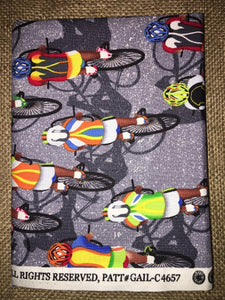 Sports Bicycling Timeless Treasures C4657 Grey Background - $5.00 Half Yard Cut