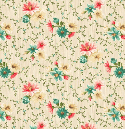 Village Garden Small Floral & Vines by Kaye England 98590 - Half Metre Lengths