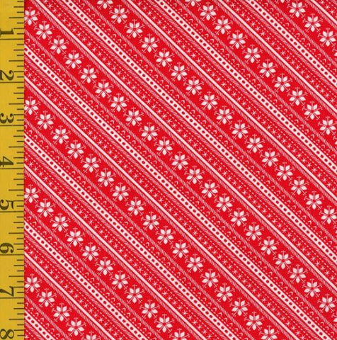 Joy Red & White Diagonal Stripe 43001-3 - Half Metre Lengths