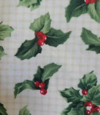 Crimson & Holly Berries & Leaves on Cream Background  by Danhui Nai 89144 - Half Metre Lengths