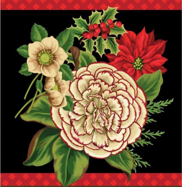 Holiday Lane Floral on Black Background - Placemats Panel