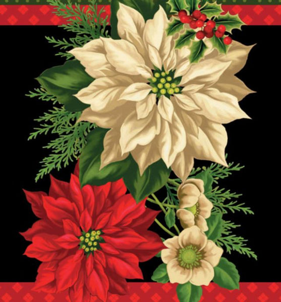 Holiday Lane Floral on Black Background - Placemats Panel