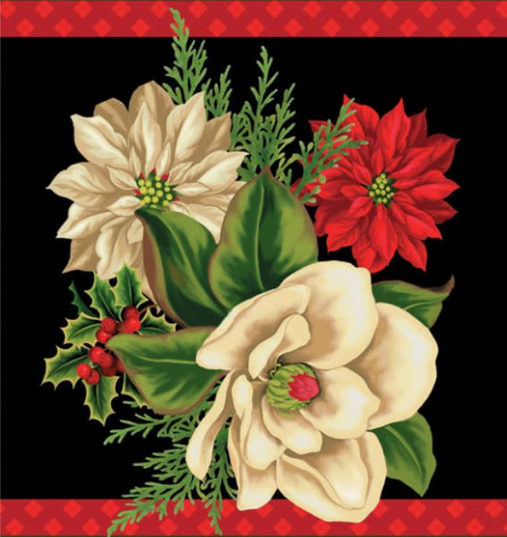 Holiday Lane Floral on Black Background - Placemats Panel