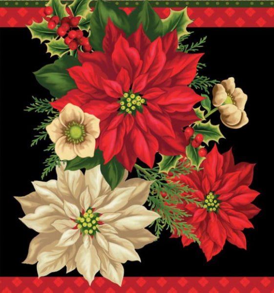 Holiday Lane Floral on Black Background - Placemats Panel