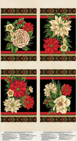 Holiday Lane Floral on Black Background - Placemats Panel
