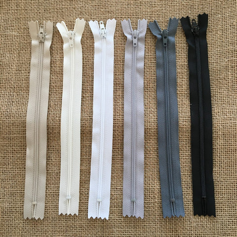 YKK 8 inch (20 cms) Closed End Nylon Zips - Size 3 pack of six zippers